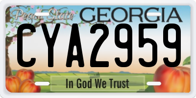 GA license plate CYA2959