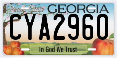 GA license plate CYA2960