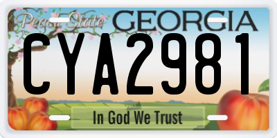 GA license plate CYA2981
