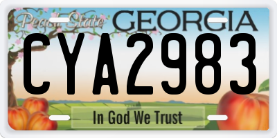 GA license plate CYA2983