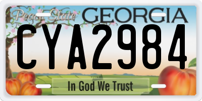 GA license plate CYA2984