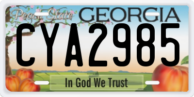 GA license plate CYA2985