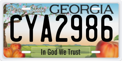 GA license plate CYA2986