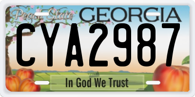 GA license plate CYA2987