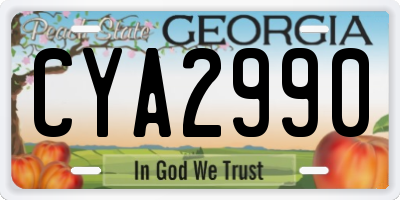 GA license plate CYA2990