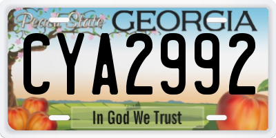 GA license plate CYA2992