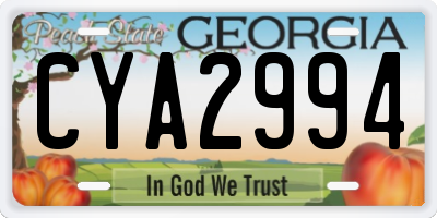 GA license plate CYA2994