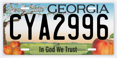 GA license plate CYA2996