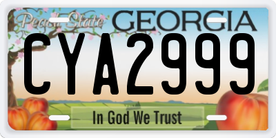 GA license plate CYA2999