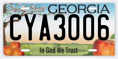 GA license plate CYA3006