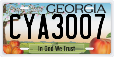 GA license plate CYA3007