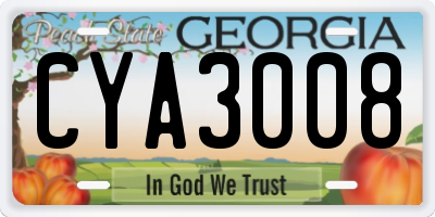 GA license plate CYA3008