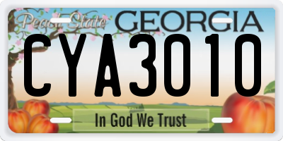GA license plate CYA3010