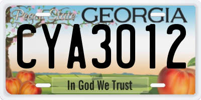 GA license plate CYA3012