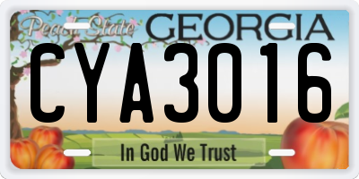 GA license plate CYA3016