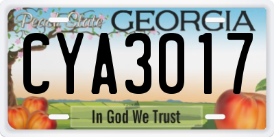GA license plate CYA3017
