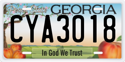 GA license plate CYA3018