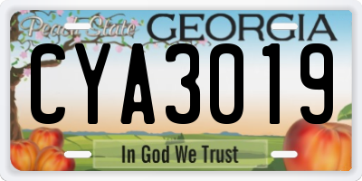 GA license plate CYA3019