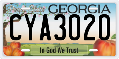 GA license plate CYA3020