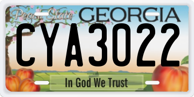 GA license plate CYA3022