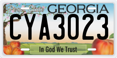 GA license plate CYA3023