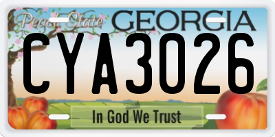 GA license plate CYA3026