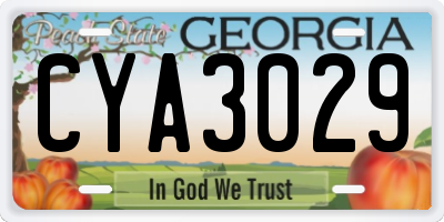 GA license plate CYA3029