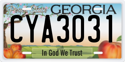 GA license plate CYA3031