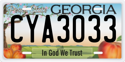 GA license plate CYA3033