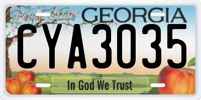 GA license plate CYA3035