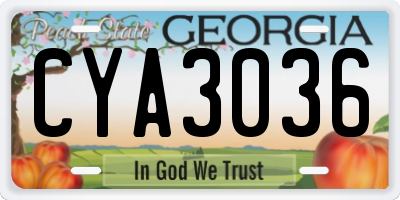 GA license plate CYA3036