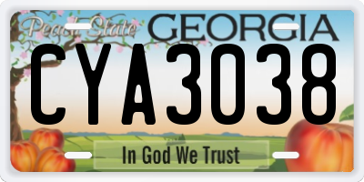 GA license plate CYA3038