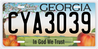 GA license plate CYA3039