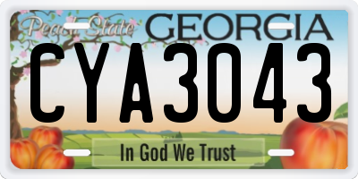 GA license plate CYA3043