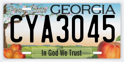 GA license plate CYA3045