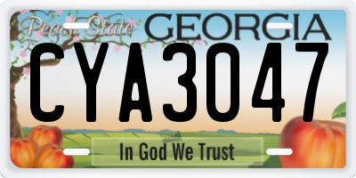 GA license plate CYA3047