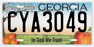 GA license plate CYA3049
