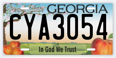 GA license plate CYA3054
