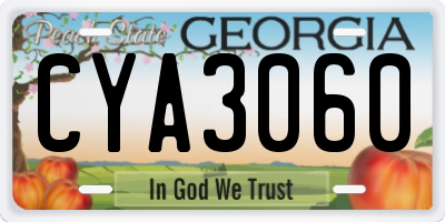 GA license plate CYA3060
