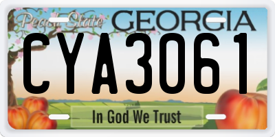 GA license plate CYA3061