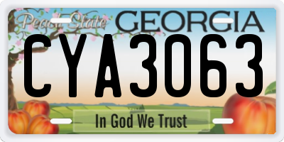 GA license plate CYA3063