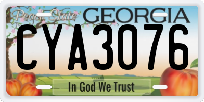 GA license plate CYA3076