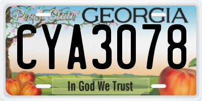 GA license plate CYA3078