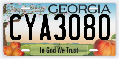 GA license plate CYA3080