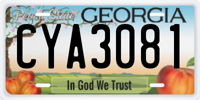 GA license plate CYA3081