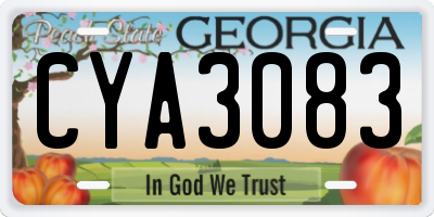 GA license plate CYA3083