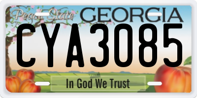 GA license plate CYA3085