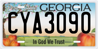 GA license plate CYA3090