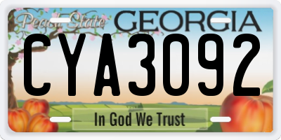 GA license plate CYA3092
