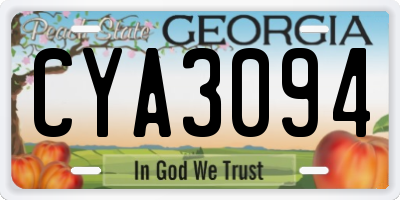 GA license plate CYA3094